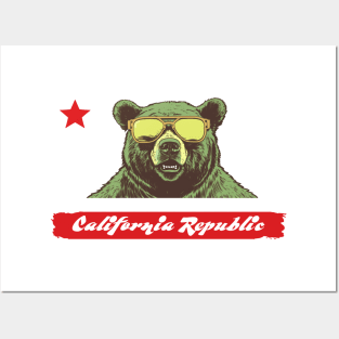 California Republic, Bear in Sunglasses Posters and Art